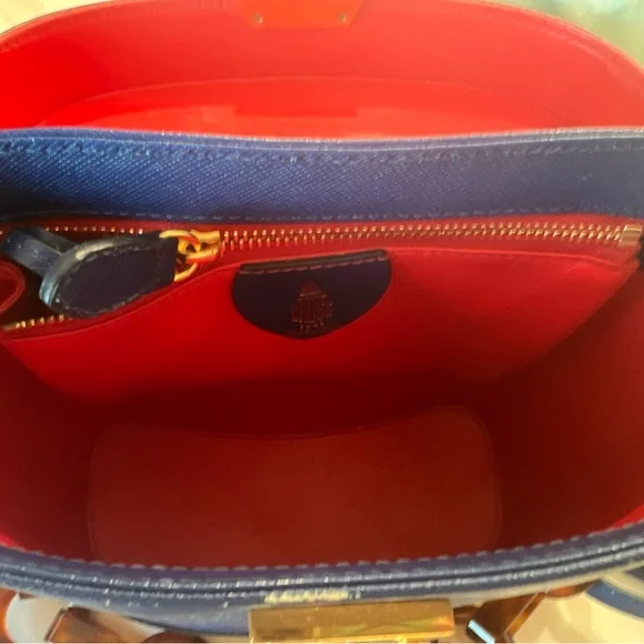 AUTHENTIC Mark Cross Saffiano Benchley Handbag - Tortoise Handle/Chain Strap - Picture 6 of 12